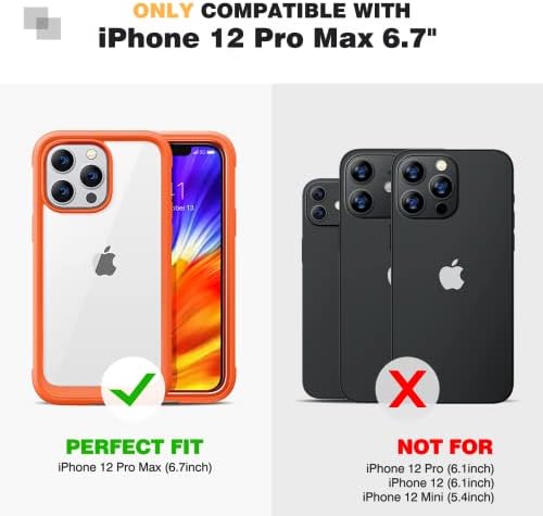 Miracase projetada para iPhone 12 Pro Max Case, estojo robusto de corpo inteiro com protetor de tela anti-arranhão sensível ao toque, caixa de choque Soft TPU compatível com iPhone 12 Pro Max