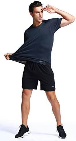 Akilex Mens Running Dry Fit T-Shirt Athletic Outdoor Manga curta Sports confortável