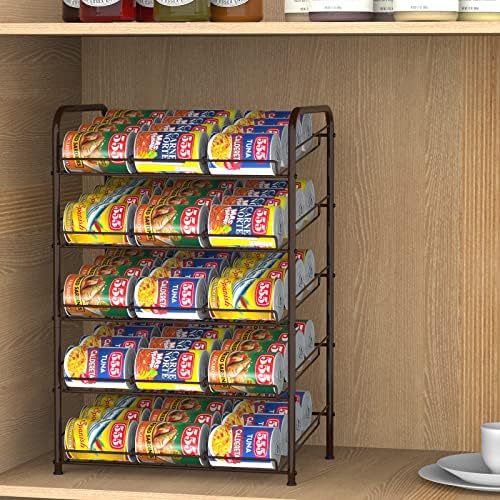 Heomu 5 Nível pode ser organizador de rack, suporte para dispensador de armazenamento, organizador de armazenamento de alimentos enlatados para armários de despensa de cozinha organização e armazenamento, marrom