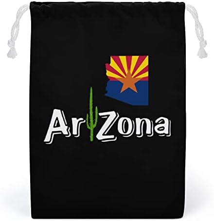 Cactus Arizona Flag Mapa Saco de armazenamento Bolsa de armazenamento reutilizável Saco de bolsa de bolsa de cordas