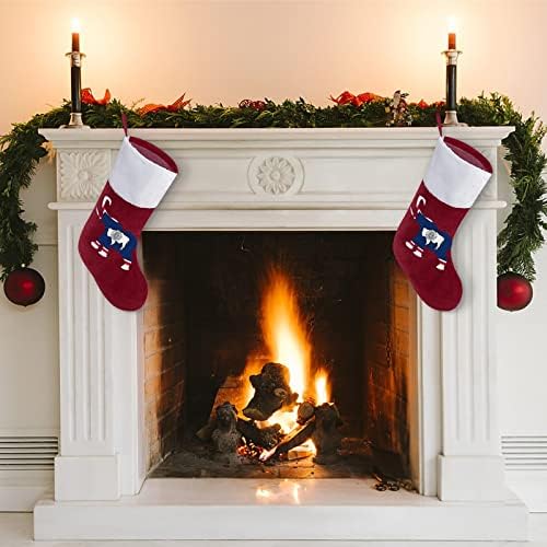 Wyoming Bandeira de elefante de Natal Meias penduradas de pendura impressão de decorações de lareira de Natal da árvore