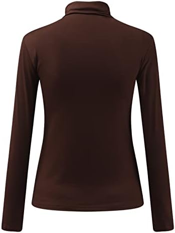 Camisas de colarinho semi-alto feminino camisetas de cor sólida outono e casaco de base de inverno de inverno