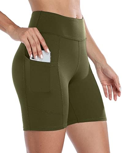 Antraco High Chaist Workout Yoga Shorts Mulheres com bolsos Controle de barriga Running Sports Sports esportivos