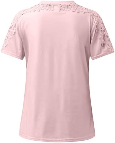 Blusas casuais para mulheres, tampos de verão femininos o pescoço de manga curta camiseta camisetas de cor sólida tops de pulôver casual soltos
