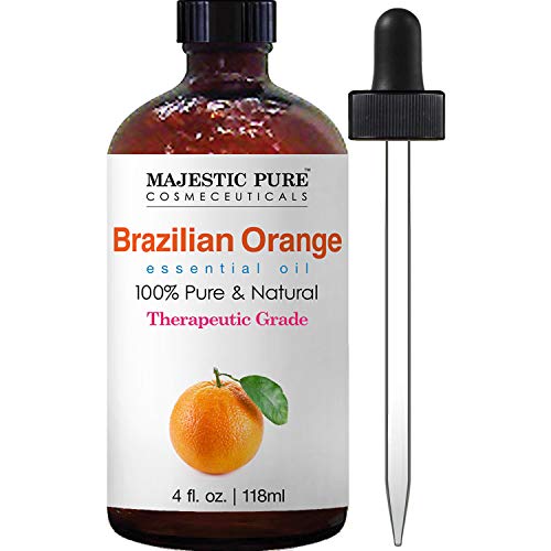 Majestic puro óleo de laranja brasileira, grau terapêutico, óleo de qualidade premium pura e natural, 4 fl oz