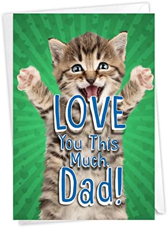 Nobleworks Cartão do Dia dos Pais com envelope de 5 x 7 polegadas para papai, PA, pop, papai, padrasto gatinho te amo