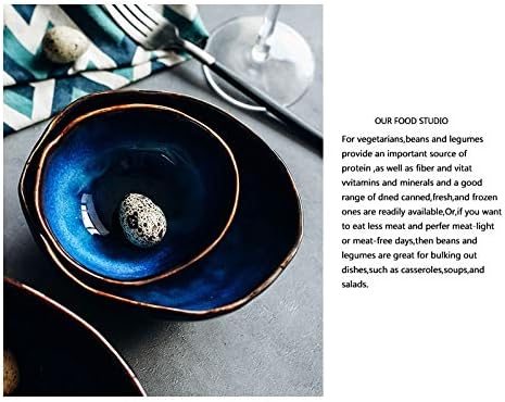 TJLSS 2/4 pessoas de mesa Definir Cerâmica de cor azul de cor de forma irregular para jantar de jantar prato prato prato