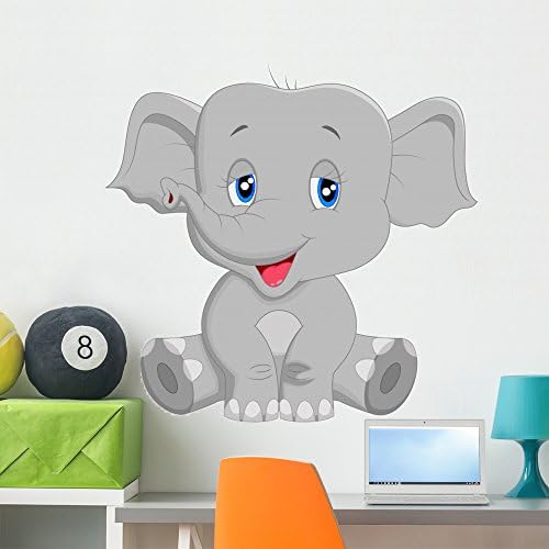 WallMonkeys Baby Elephant Cartoon Wall Decal