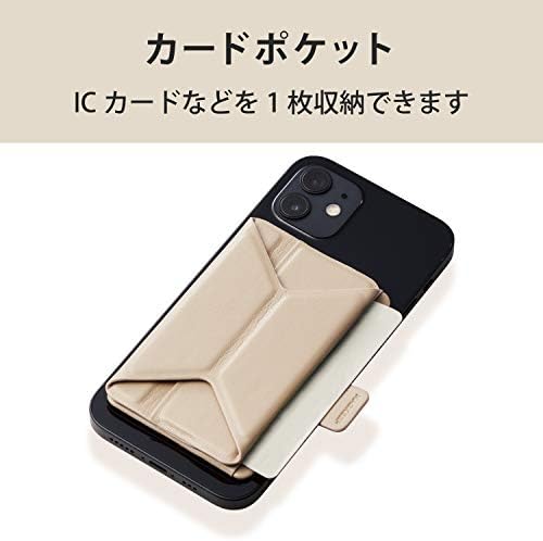 Elecom ams-bpdsbe bolso de cartão magkeep, couro macio, função de suporte, adesão magnética, compatível com a série iPhone 12,