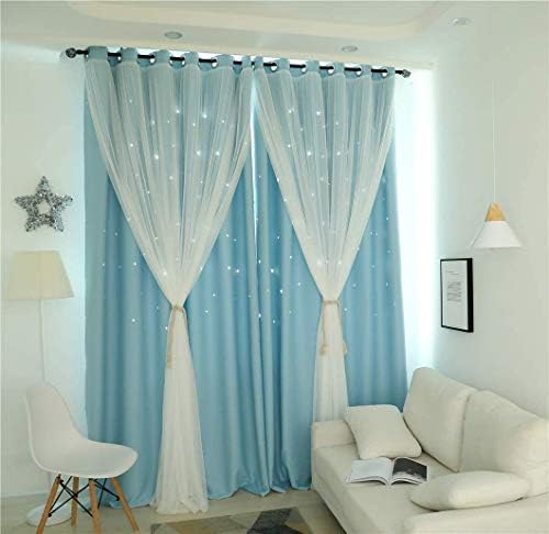 Cortinas de cortina de estrela yumuo para garotas infantis, cortinas de janela estrela colorida de camada dupla decoração de cortinas de armário D 350x270cm