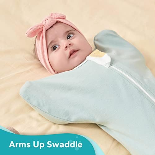 Baby Baby Swaddle Transição Bolsa de sono com braços com algodão cobertor vestível de bebê com zíper de duas vias 0,5 TOG LIGHTWELT SLEECH SACK para recém-nascido infantil 0-3/3-6/6-9 meses