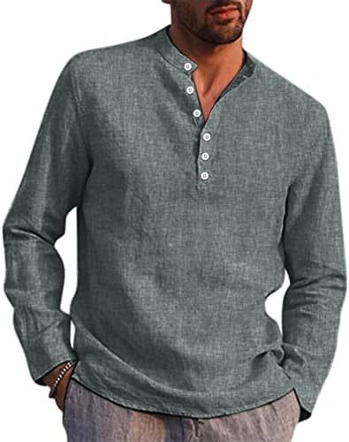 Camisas de linho de algodão masculinas de algodão
