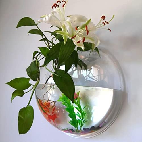 Yozumd Flower Mold Montado de parede útil Vaso de peixe pendurado de acrílico de acrílico