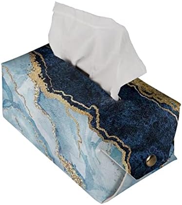 Gongbawa Marble Tissue Caixa de lapidação da caixa de dispensador de tecido retangular de couro para banheiro para o banheiro decorativo Teclder Contêiner de tecidos à prova d'água
