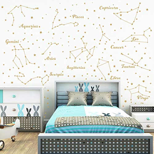 Constelação decalque da parede doze constelações estrelas adesivos de parede para quarto de berçário a astronomia