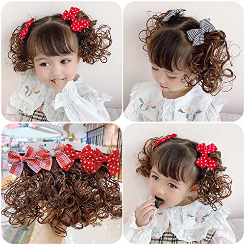 Extensão de cabelo de 2pcs para crianças com clipes de cabelo arcos vermelhos para meninas tranças de peruca de gancho fofo