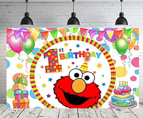 Caso -pano de Elmo Red para o primeiro aniversário de festas de festas de aniversário Banner de desenhos animados