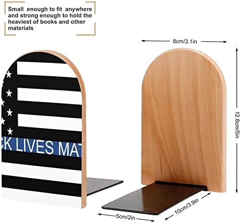 Black Lives Matter USA Apoio Flag Wood Livros de livros pesados ​​Titulares de livros para prateleiras Livros decorativos