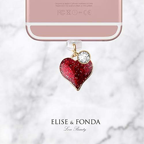 Elise & Fonda CP139 Porto de carregamento USB Anti -pó do pó Little Heart Love Telefone pendente Charme para iPhone 11/XS max/xr/x/8