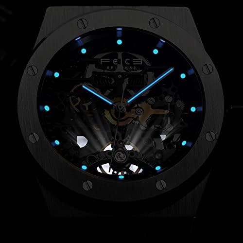 Feice observa para homens Sketon Automatic Skeleton Watch Case de 42 mm de aço inoxidável esportes mecânicos assista anti