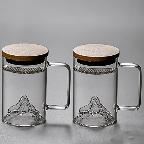 Arzarf xícaras de vidro de vidro de 2 peças de copo de vidro com tampa 14,5 onças de suco criativo leite café uísque de uísque