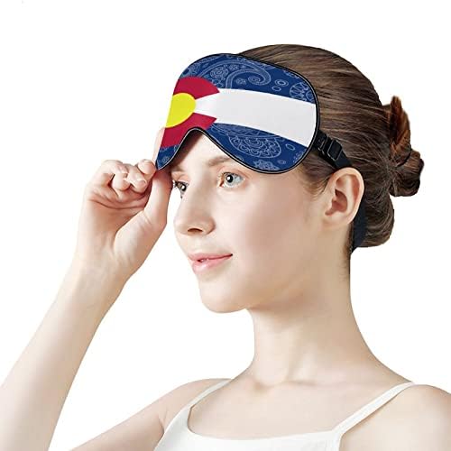 Máscara para dormir da bandeira Paisley da Bandeira do Estado do Colorado com tira ajustável Tampa de olho macio de olhos de venda