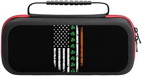 Bandeira americana irlandesa com trevos carregando estojo para trocar bolsa de armazenamento portátil de viagem dura bolsa