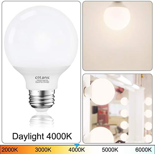 Lâmpadas de globos LED G25, lâmpada cotaânica de 5W de vaidade, luz do dia 4000k, luzes de espelho de maquiagem não minimizáveis