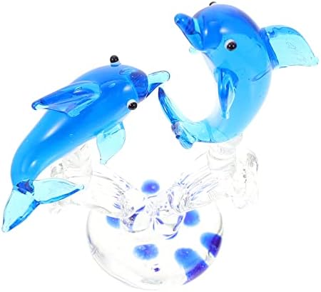 Toppers de cupcakes de homoyoyo estátua de estatueta de golfinho de cristal, miniatura de peixe marinho de vidro em miniatura