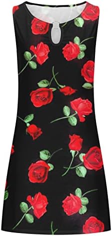 Verão feminino uma linha veste de linha floral sem mangas de vestido de verão casual, vestido de ilhas de pescoço casual