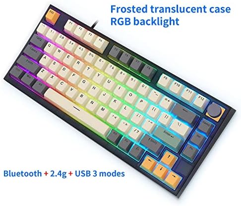 Boyi GK75 Hot Swappable Tri-mode-moda RGB sem fio Teclado, 2,4 GHz/Bluetooth 5.0/teclado com fio 80 teclas com botão 75% teclado