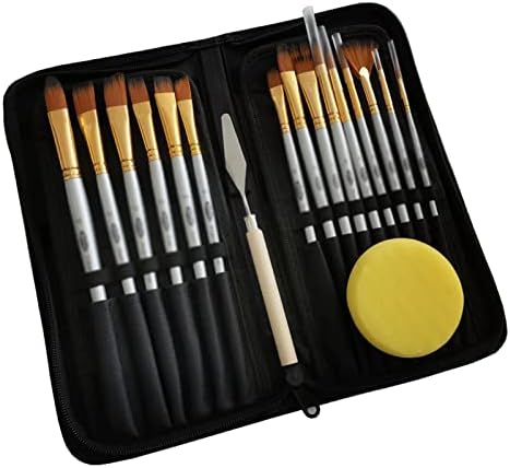 BBBSJ Pintura a óleo Brush Paleta Faca multiuso escova de nylon pincel 17 peças pinturas de pincel