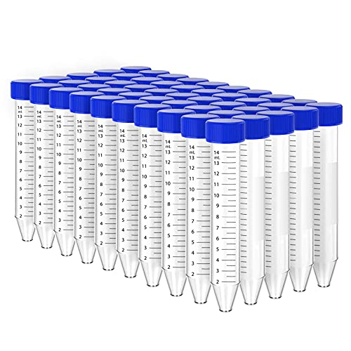Combo de tubos de centrífuga e frascos de amostrador de 2 ml, [15 ml, 50pcs] Tubos de parafuso à prova de vazamento de polipropileno