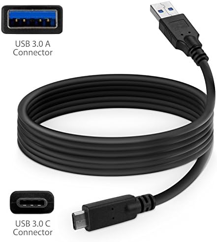 Cabo de ondas de caixa compatível com Ayn Odin - DirectSync - USB 3.0 A para USB 3.1 Tipo C, USB C Charge e Sync Cable for Ayn Odin - 6ft - Black