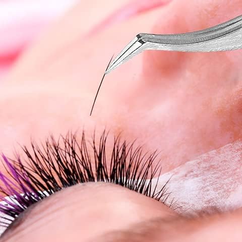 Regine Tweezer da Aplicadora de Lashes da Suíça - Precisão curvada para os cílios e os cílios fofos - artesanais, aço inoxidável