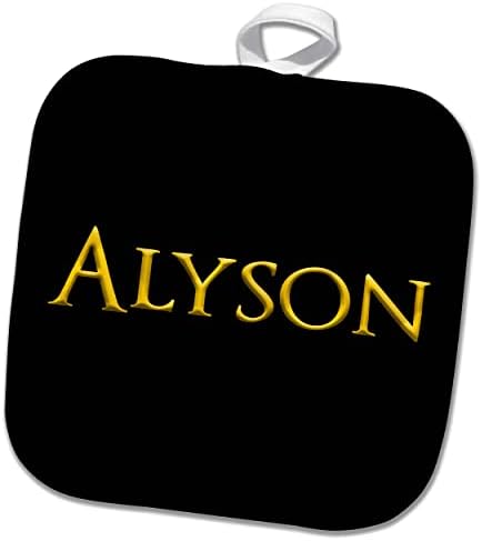 3drose Alyson, nome feminino comum na América. Presente amarelo e preto para. - Potholders