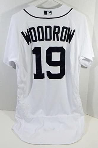 Detroit Tigers Danny Woodrow 19 Game usou White Jersey 40 DP21401 - Jerseys MLB usada para jogo MLB