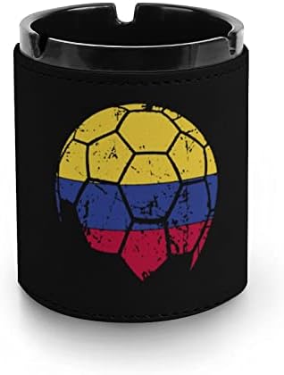 Bandeira colombiana Futebol de couro cinzeiro redondo bandeja de cinzas portátil portátil para decoração de escritório em casa