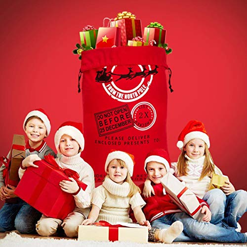 Hblife personalizada Santa Sack Tamanho grande 27 x 39 polegadas Bolsa de presente de algodão Papai Noel com Saco de Natal Apresentante