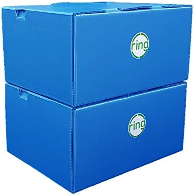 REUSEPAC Caixas móveis de plástico reciclado de serviço pesado com tampas e alças fáceis de transportar, caixa de armazenamento