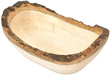 Aervida Mango Manga Handrafed madeira com ara de casca pequena tigela de servir oval