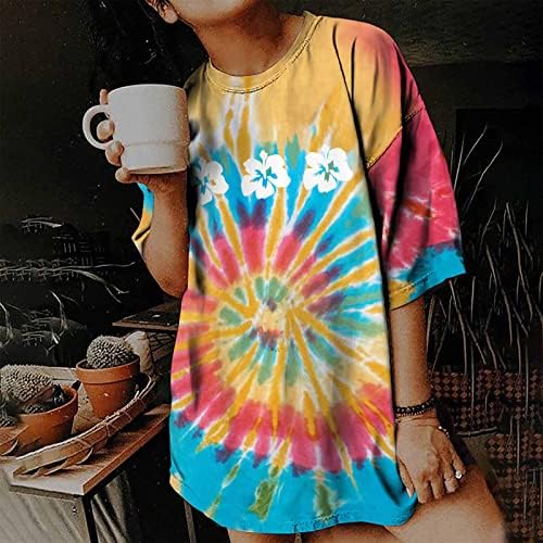 Ladies Bloups Bloups Casual Bloups Short 1/2 Sleeve Gradient Floral Relaxed Fit Hippie Medieval Tie Dye Bloups AJ