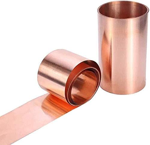 Lucknight 99,9% de cobre Cu Metal Folha placa T2 Alta pureza Rolo de folha de metal, 200x1000mm, espessura de 0,01 mm de placa de
