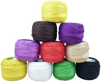 10 peças variadas bolas de algodão colorido Crochet Bordado de algodão Bolas tamanho 8 bolas de algodão pérolas
