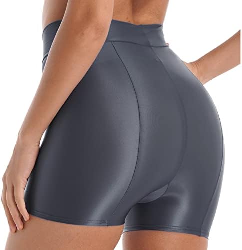 ZDHOOR Women Oil Shorts brilhantes com cintura alta push up booty bike shorts Joggers esportes shorts shorts finos