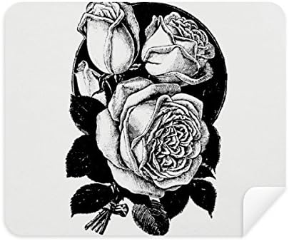 Esboço Rose Flower Patterning Limpeza de tecidos Limpador de camurça 2pcs