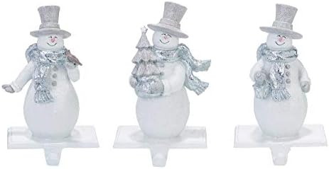 Transpac Snowman Winter Branca 8 x 5 Resina Stone de Christmas Setores Conjunto de 3