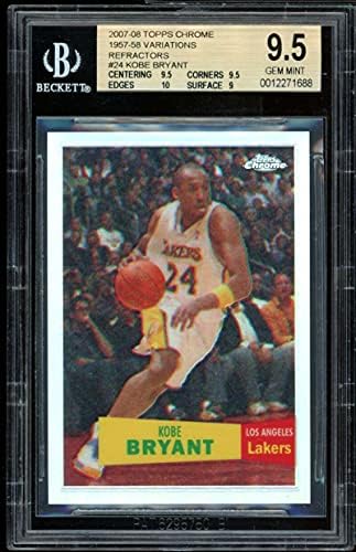 Kobe Bryant Card 2007-08 Topps Chrome 1957-58 Refratores de variação #24 BGS 9.5