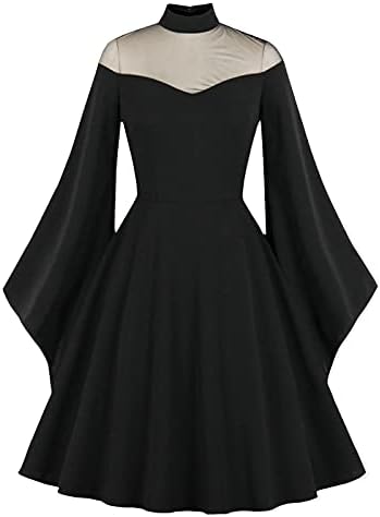 Vestido gótico de Halloween feminino Mosh de malha de sino vestidos de coquetel