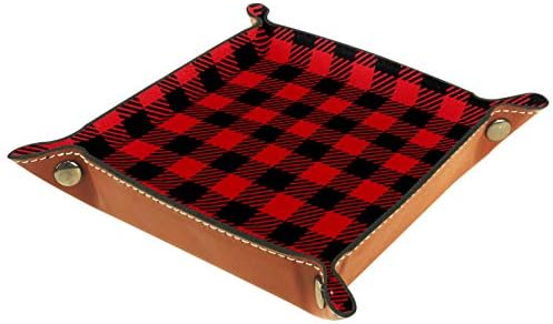 Lyetny Red Plaid Organizer Bandeja Caixa de armazenamento Bandeja de mesa de mesa Caddy Alterar a carteira de caixa